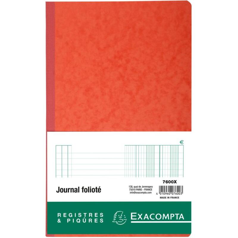 Piqûre Journal folioté - avec feuille d'identification - 38 lignes - texte FR -80 pages - Couleurs assorties