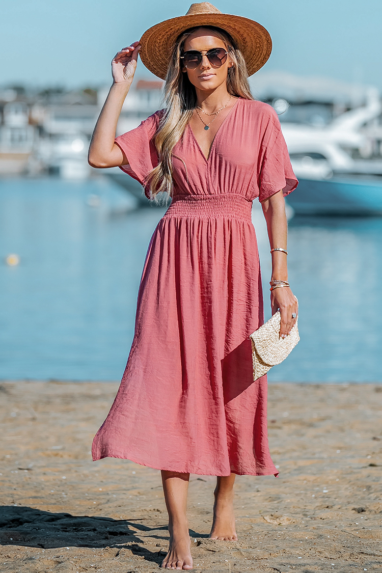 Robe cover up longue à col en V