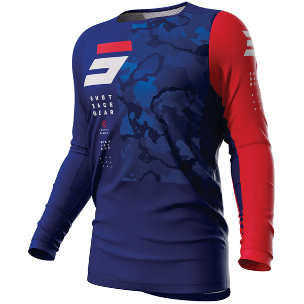 Shot - Maillot Contact Camo 2.0 Camouflage Bleu / Rouge