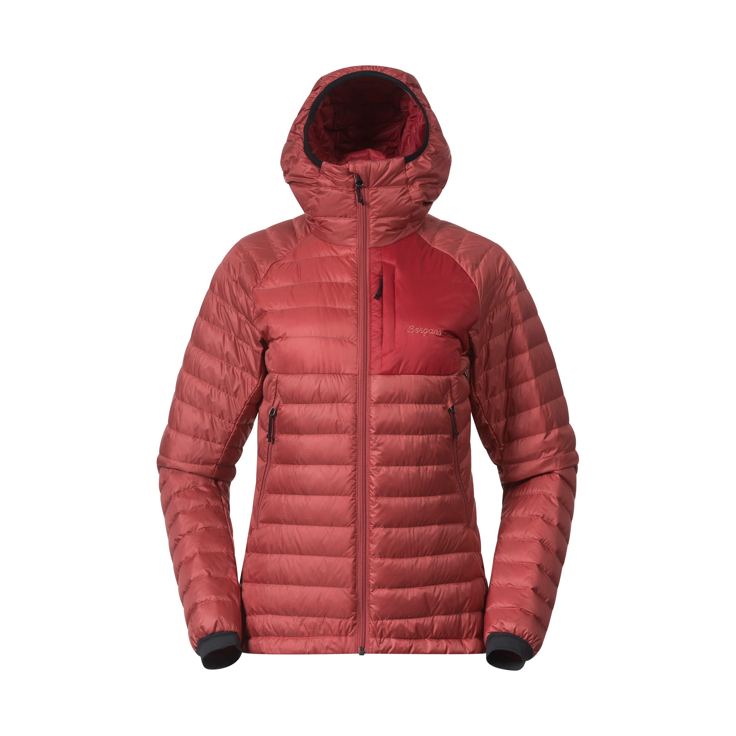 Vaagaa Light Down Jacket Hood Women Rusty Dust / Crimson Red