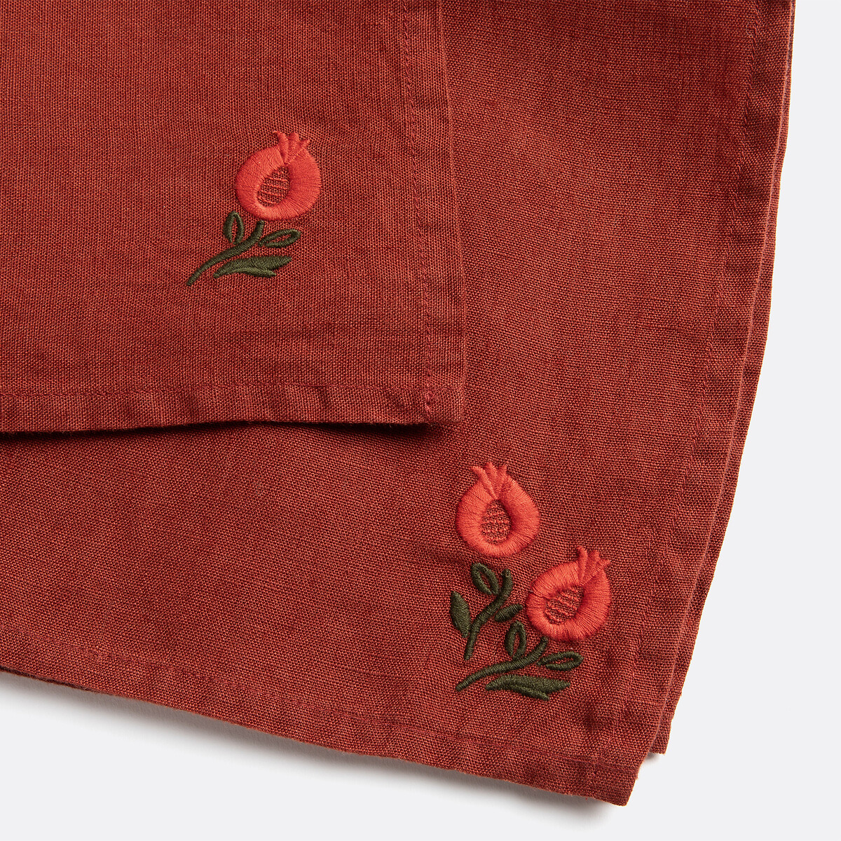 LA REDOUTE INTERIEURS<br>Conjunto de 2 guardanapos bordados em linho lavado, Lorina