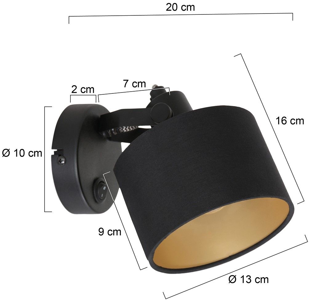 Wandlamp 3333ZW Ornoir Mexlite B13 x D20 cm