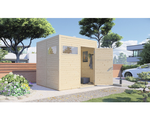 Cubo 2 tuinhuis met vloer, 226 x 240 cm, naturel