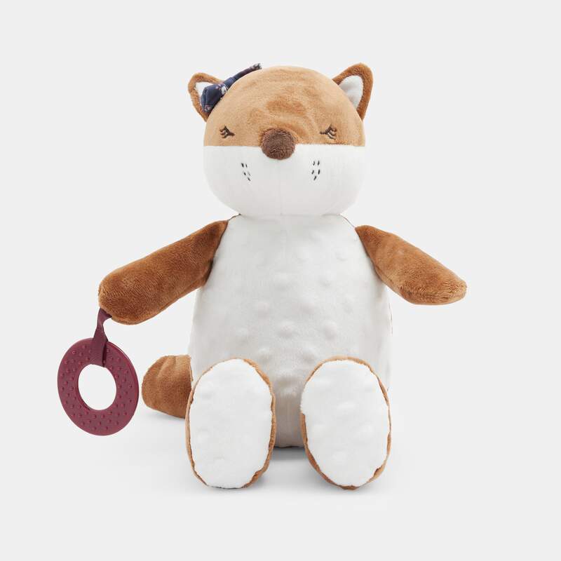 Doudou écureuil velours effets sensoriels marron naissance