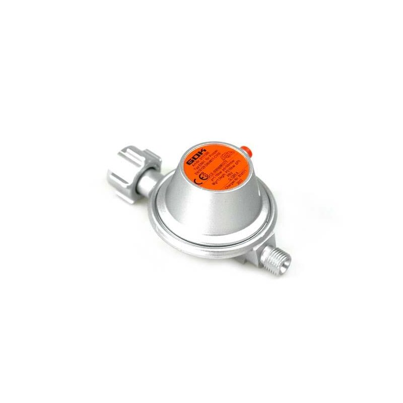GOK Gasdruckregler 50mbar  1,5kg/h G.12 -> G 1/4 LH mit Sicherheitsabblaseventil