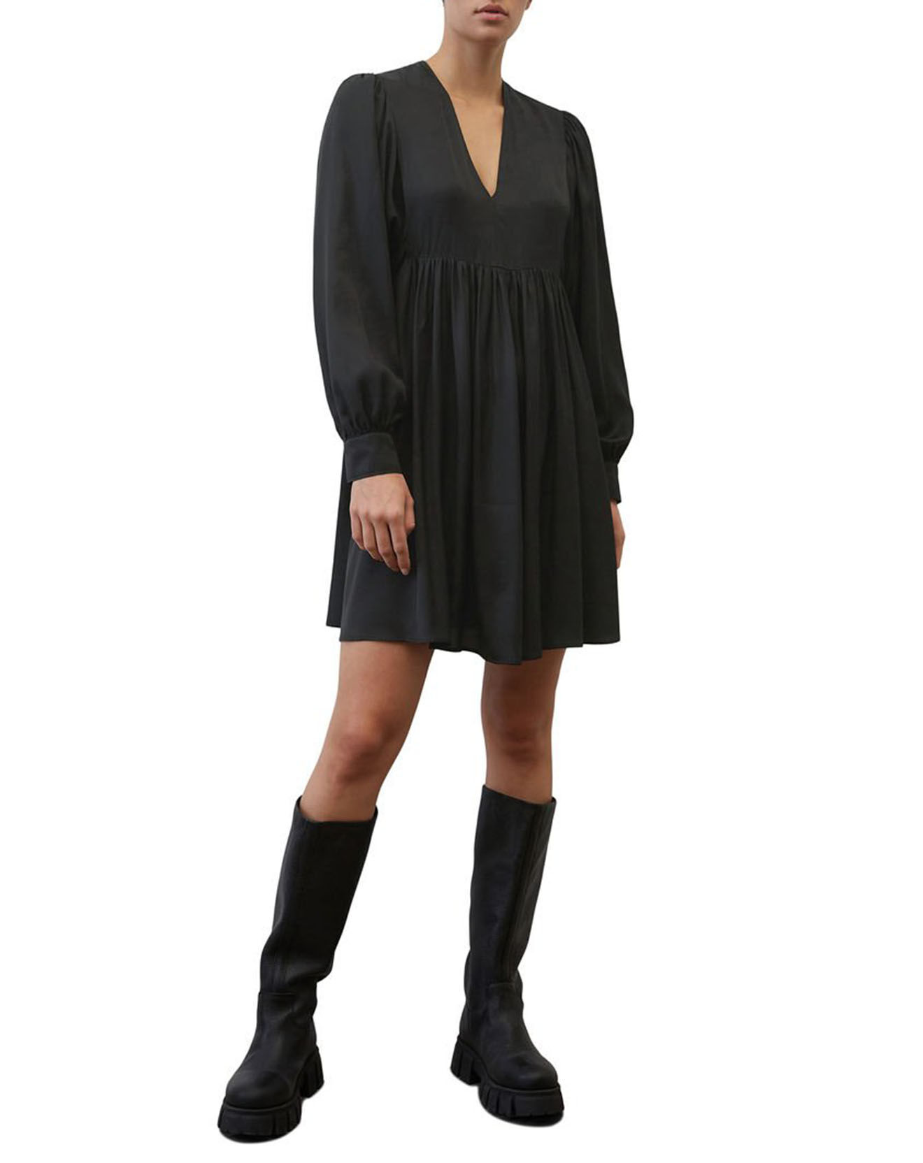 Marc O'Polo Robe midi col V noir