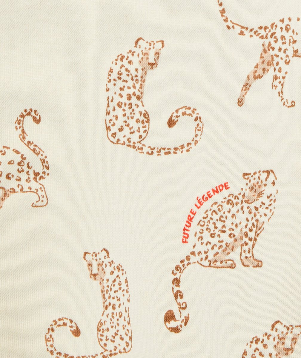 SWEAT BÉBÉ FILLE EN COTON BIO ÉCRU IMPRIMÉ LÉOPARDS