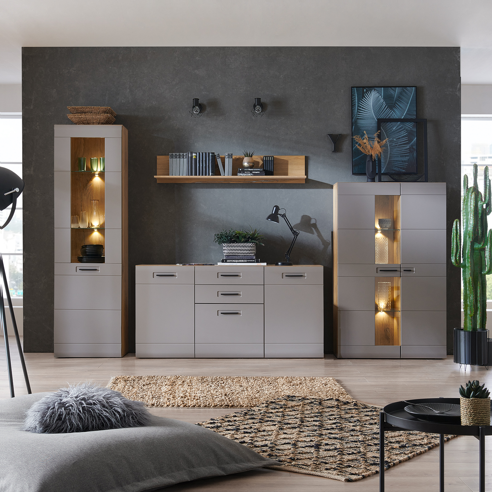 Luca Bessoni Sideboard AURIS - Basalt-Flagstaff Eiche - 163 cm