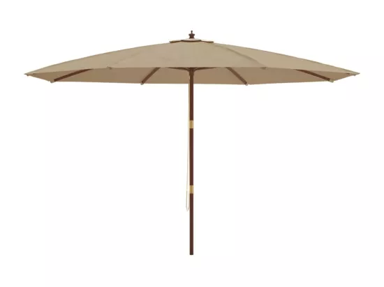 Parasol de jardin avec mât en bois taupe 400x273 cm