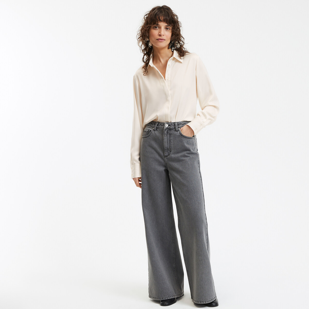 COLEÇÕES LA REDOUTE<br>Calças jeans extra grandes, cintura alta