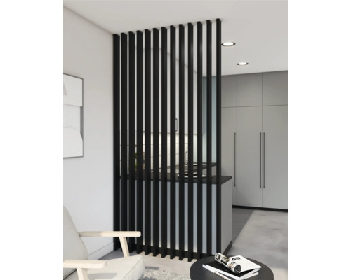 Lamellenwand voor roomdivider, lamellenwand, zwart, 2800 x 88 x 22 mm