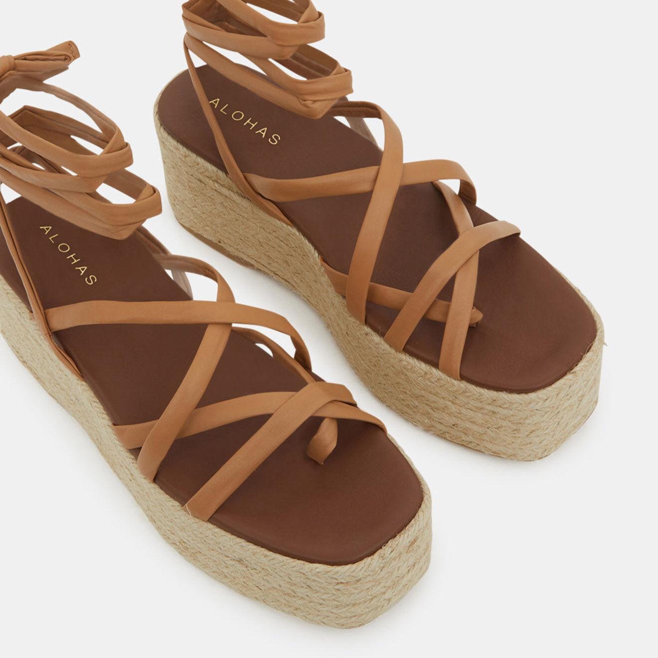 Alohas Sandales en Cuir Paw Paw camel - Talon 7 cm
