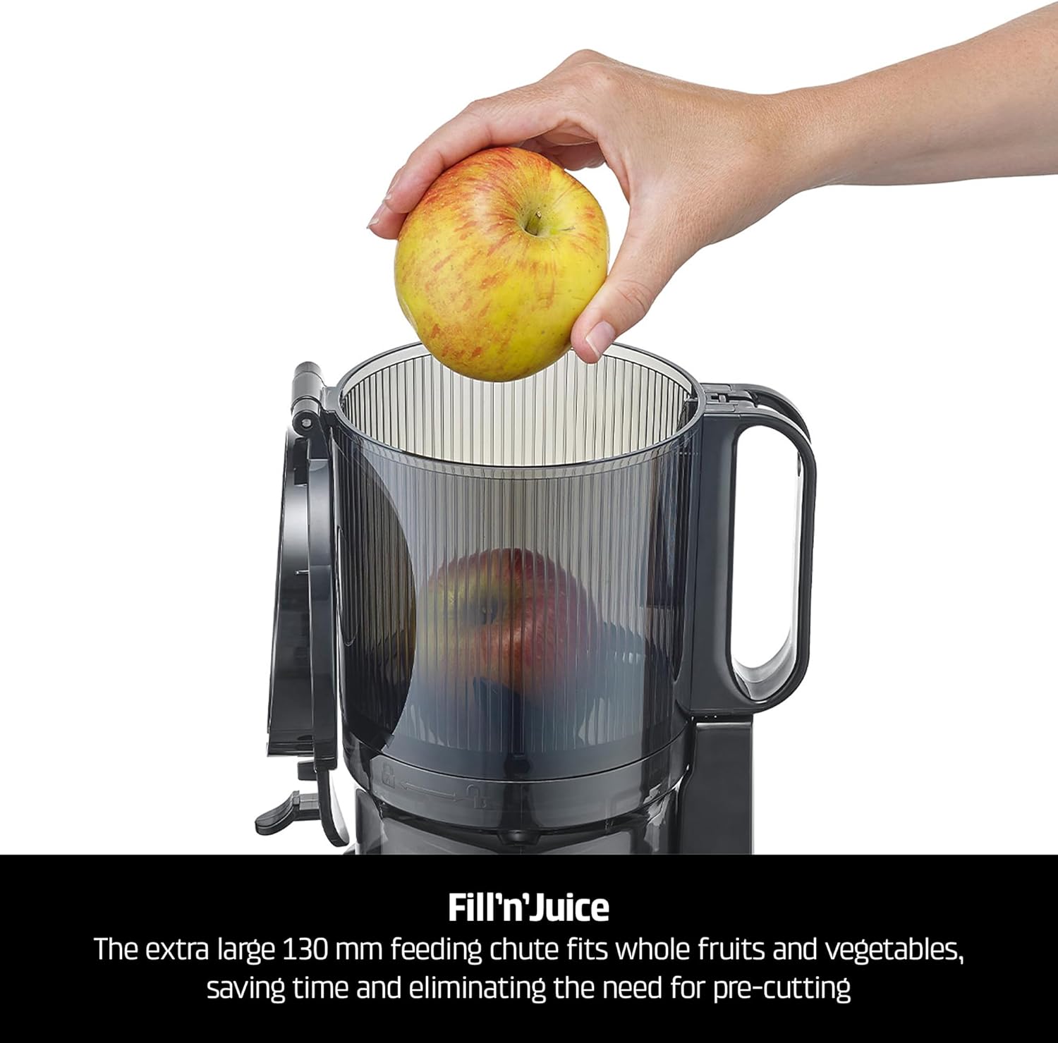 CASO Juice Fit Pro - Slow Juicer, Testsieger: Haus & Garten Test, niedrige Umdrehungszahl (40 U/min), Große Einfüllöffnung von 130 mm Ø für ganze Früchte, Schwarz