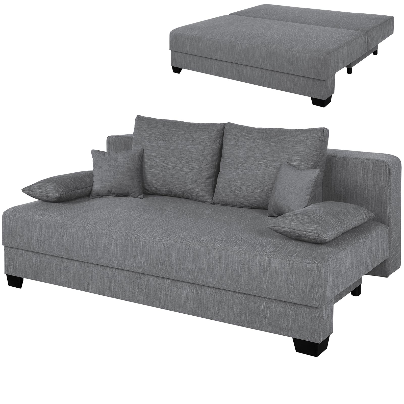 Boxspringsofa - grau - Dauerschläfer mit Staukasten