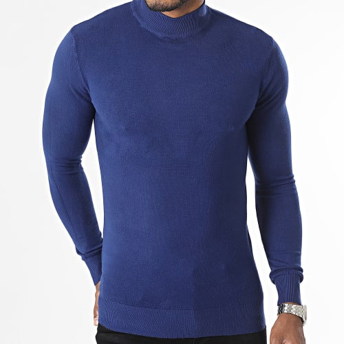 Pull Col Cheminée Bleu Roi