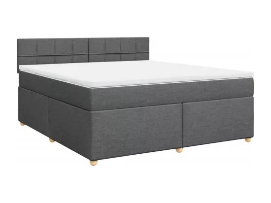 Sommier à lattes de lit avec matelas Gris foncé 180x200cm Tissu