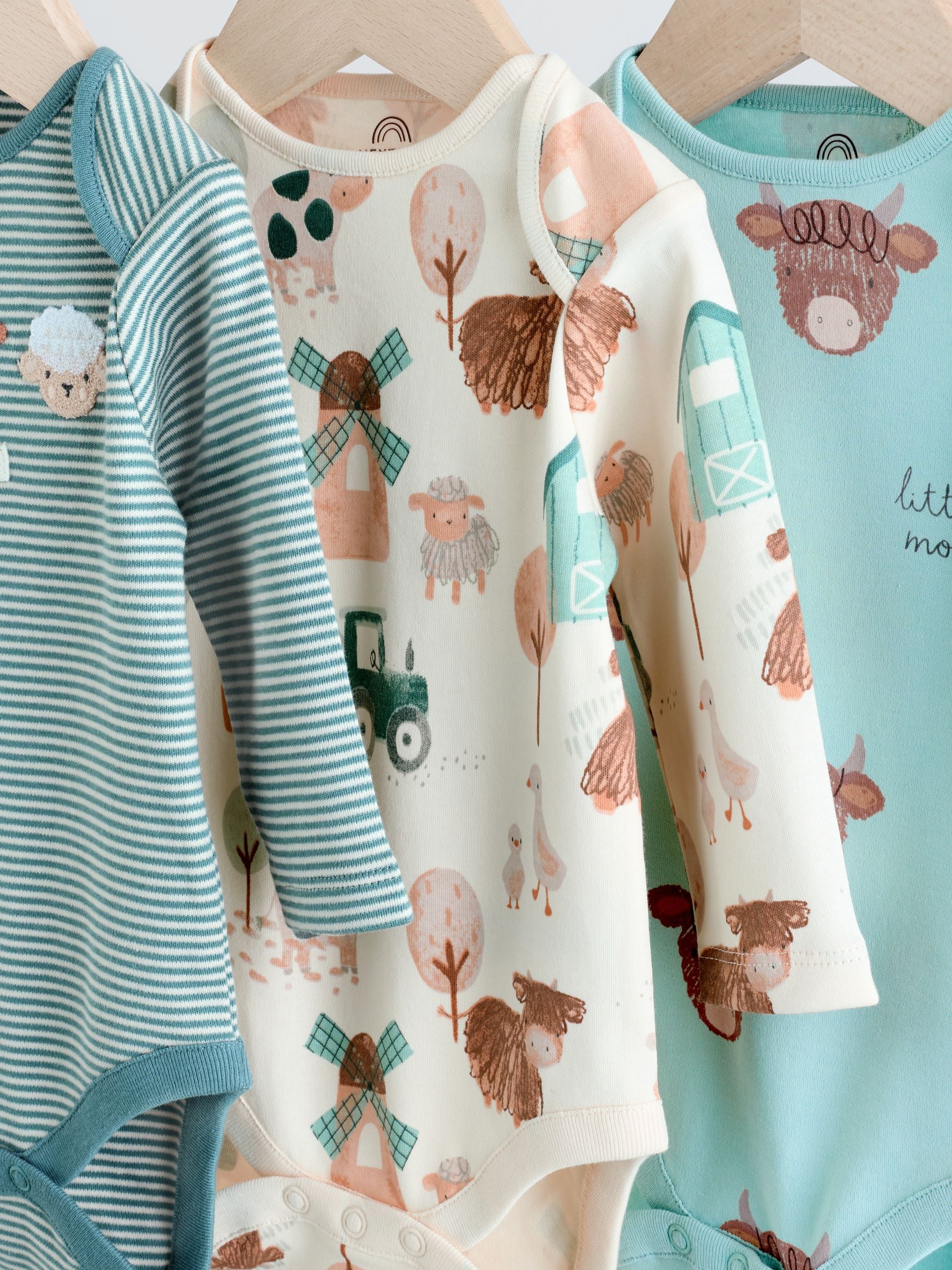 Blauw - Hamish-rompertjes met lange mouwen, 3 stuks