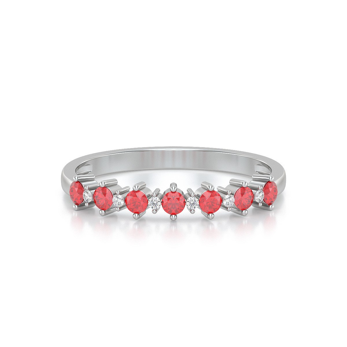 Bague ADEN Or 585 Blanc Rubis et diamants 1.7grs