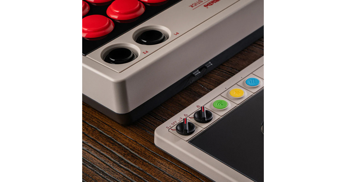 8BitDoArcade Controller  (Grijs/rood, 2.4 GHz / Bluetooth / USB, Nintendo Switch, Pc)