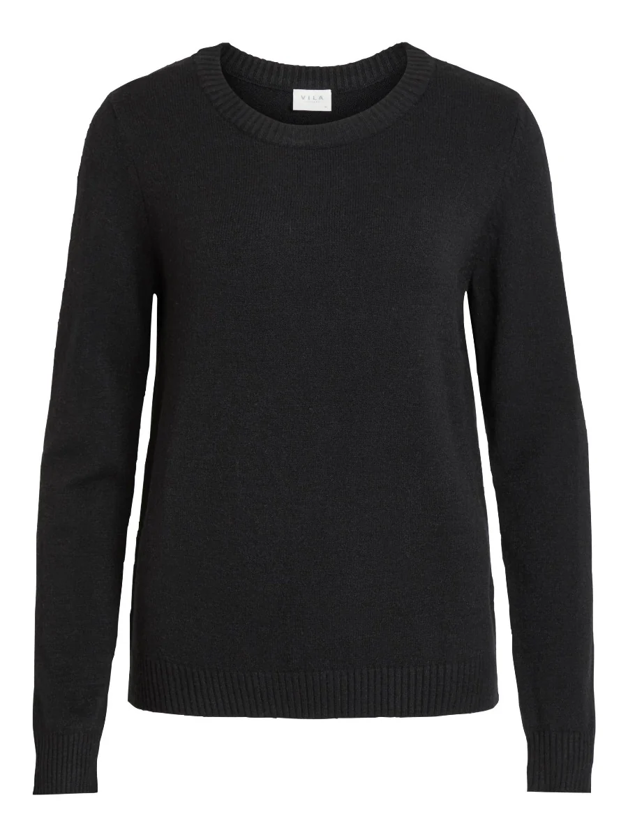 Vila  Viril O-Neck L/S striktrøje - sort