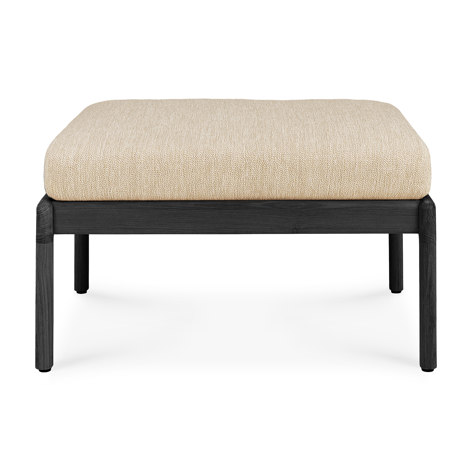 Teak Jack footstool - zwart - compleet - naturel kussen