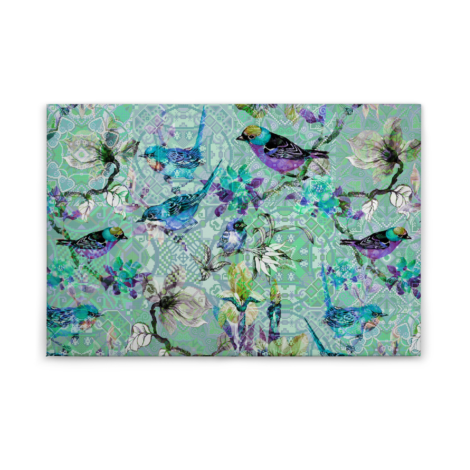 LeinwandbildBUNTE VÖGEL - blau-lila - 90x60 cm