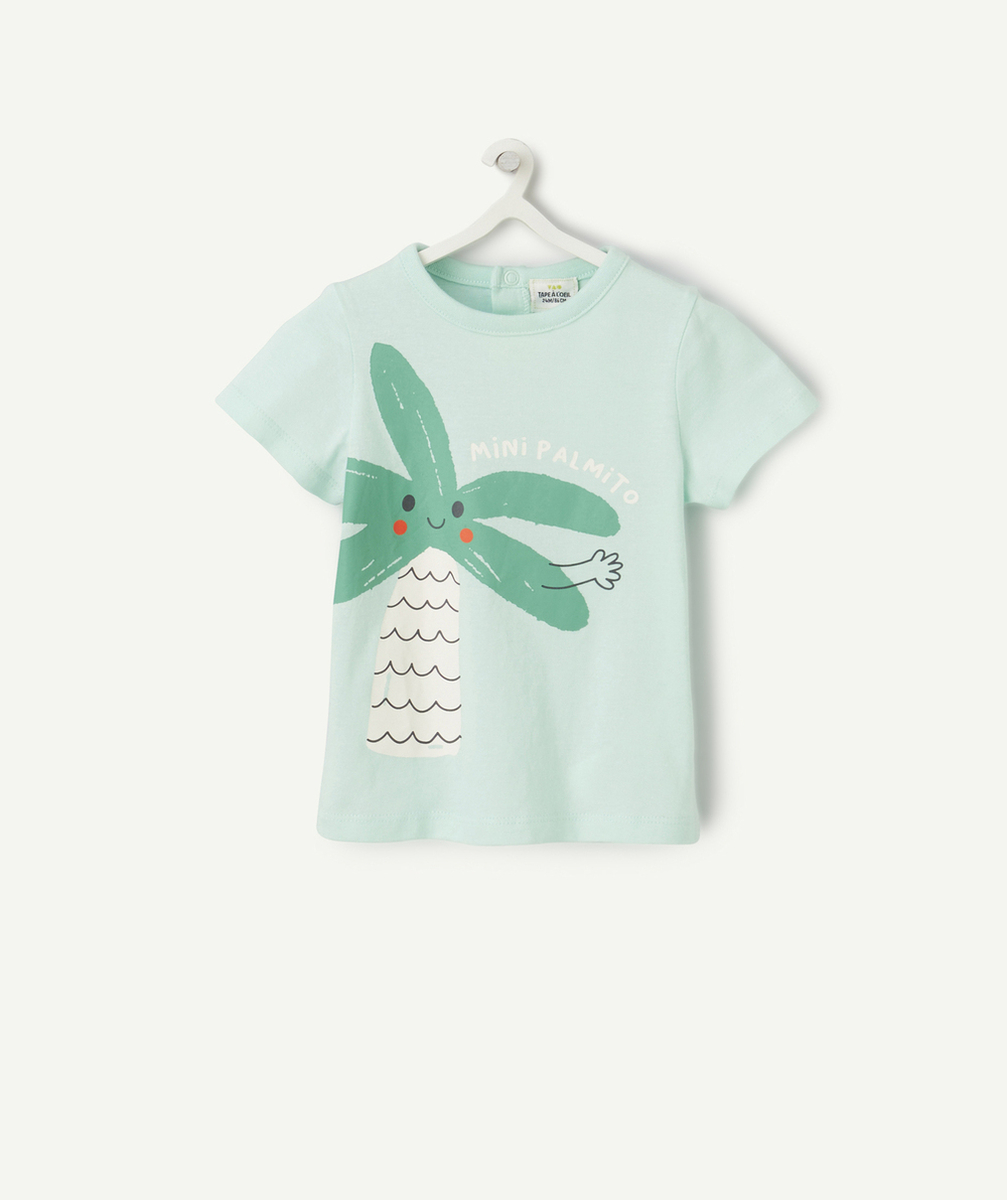 t-shirt bébé garçon en coton bio vert avec palmier et message