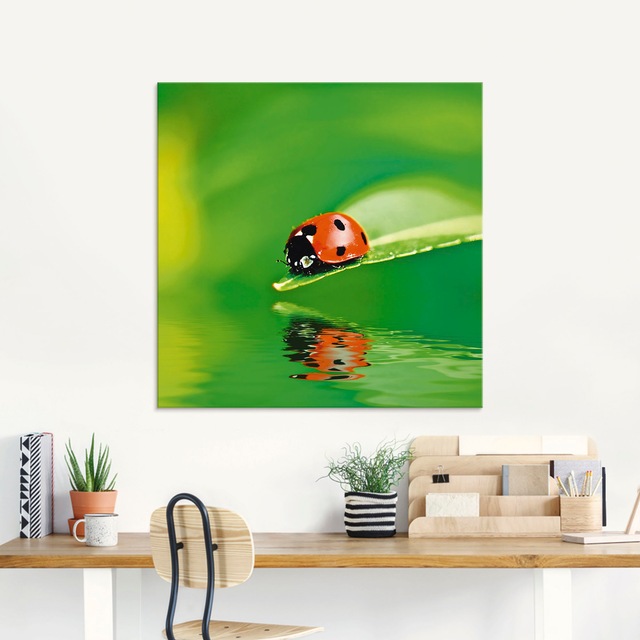Artland Glasbild »Marienkäfer auf einem Blatt« Insekten 1 Stk. tlg. in verschiedenen Grössen