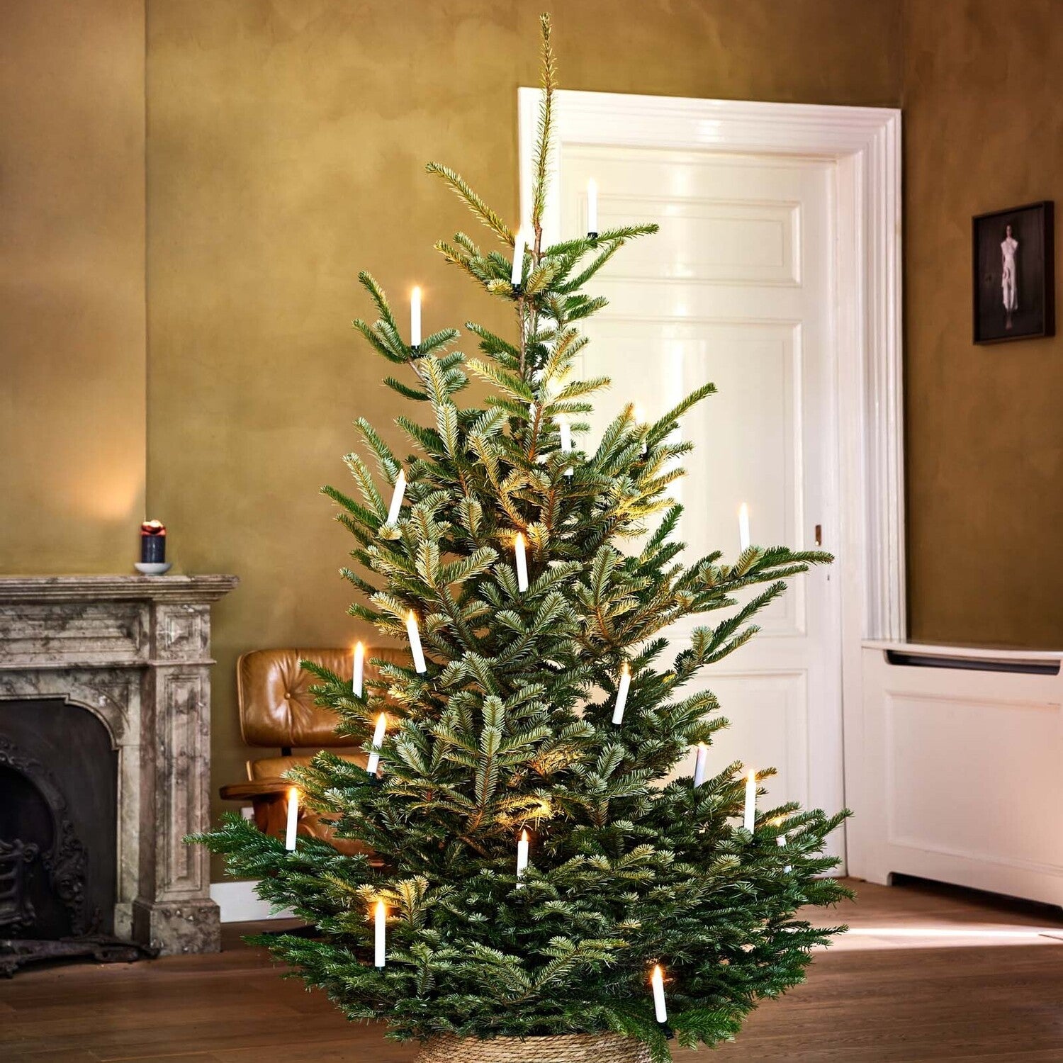 Anna's Collection kerstclip kaars wit met LED lampjes warm wit D 5 H 14 cm 10 stuks