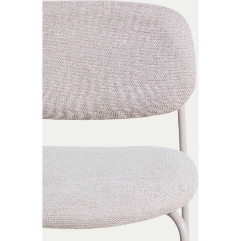 Tabouret empilable Meli en chenille beige et pieds en métal beige H.65 cm