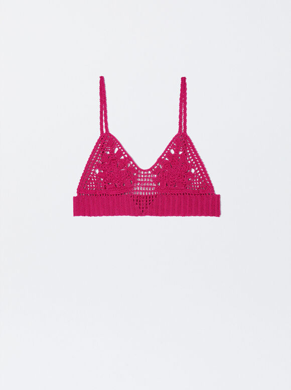 Top cropped de crochê - Rosa