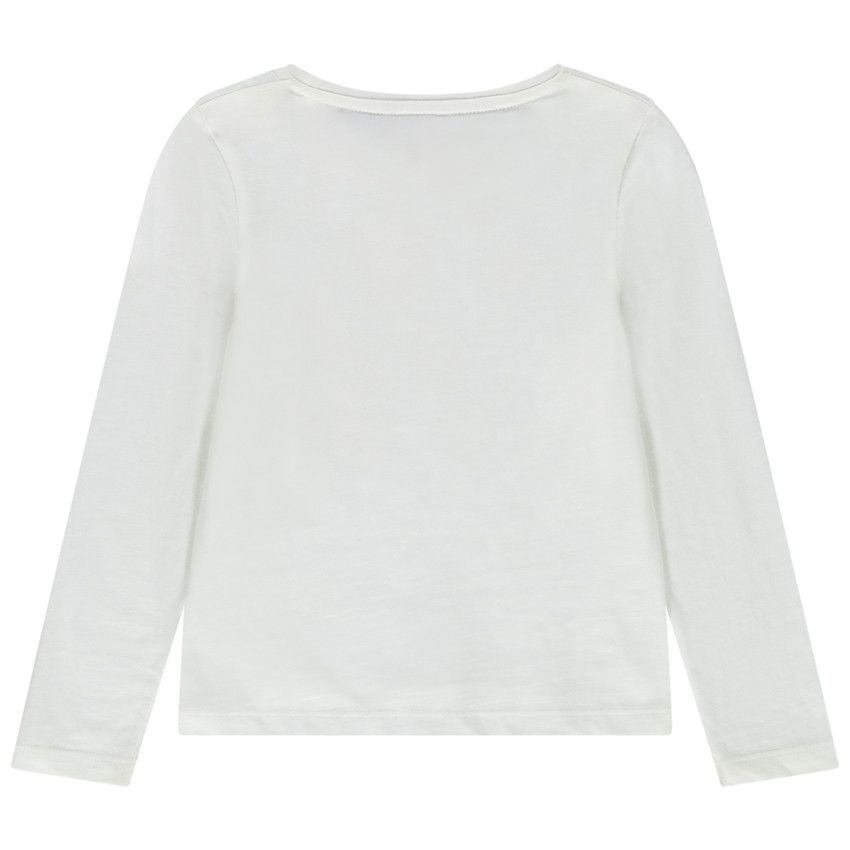 T-shirt manches longues en jersey print fantaisie pour fille - Ecru