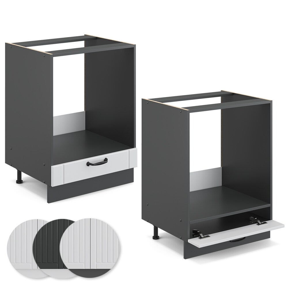 Vicco Herdumbauschrank 60 cm FAME Line Küchenschrank Küchenzeile Landhaus Weiß Anthrazit