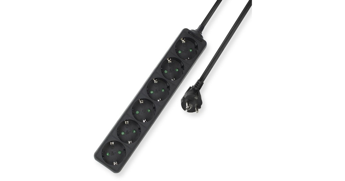 ACT ConnectivityStekkerdoos 6x, kabellengte 3 meter stekkerdoos  (Zwart)