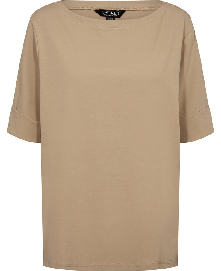 Lauren Ralph Lauren RFND STRTCH 1X1 RIB-ELB SLV BT NK T Birch tan