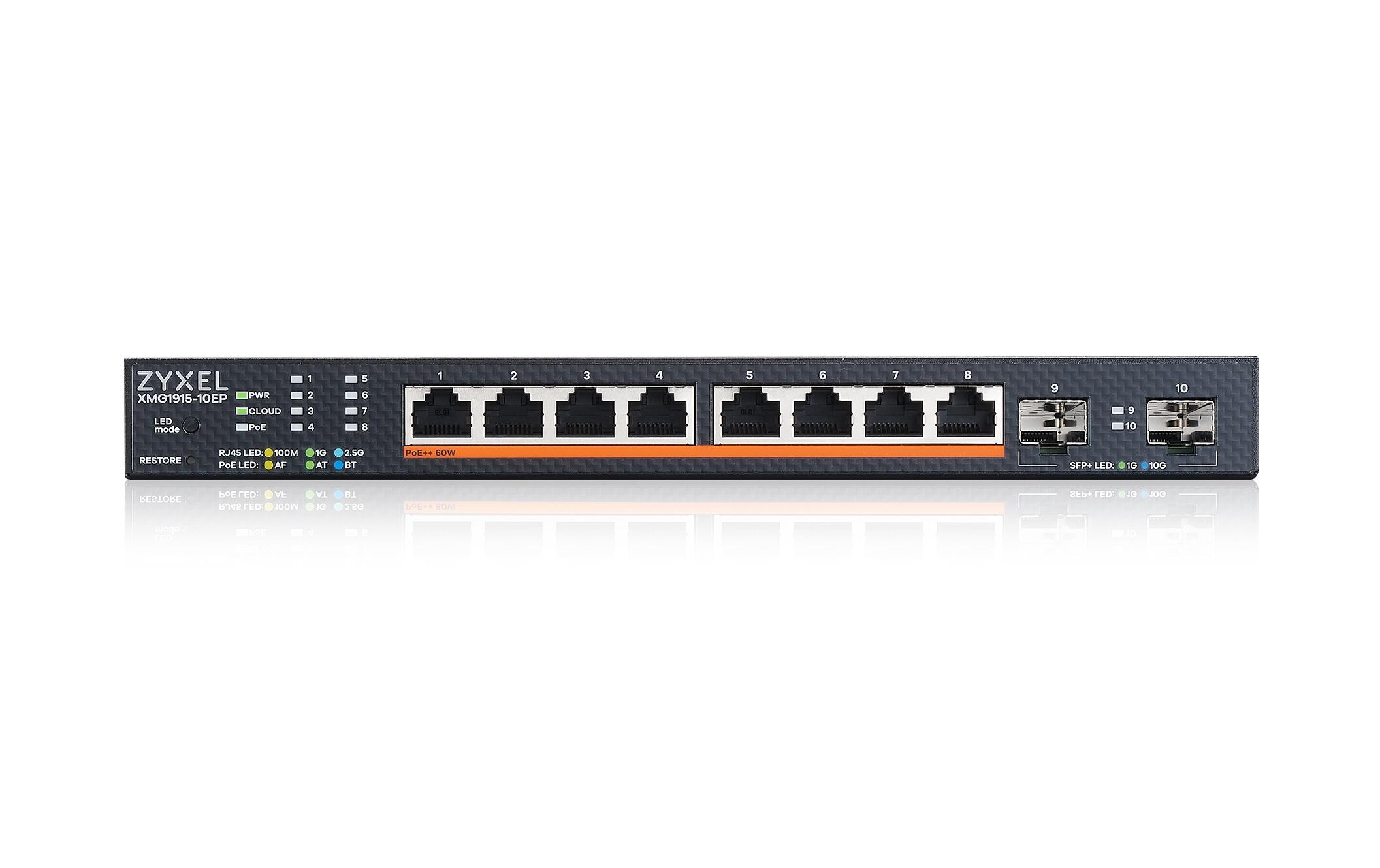 PoE++ Switch XMG1915-10EP 10 Port<br>8-Port 2.5GbE Smart Managed PoE Switch mit 2 SFP+ Uplink