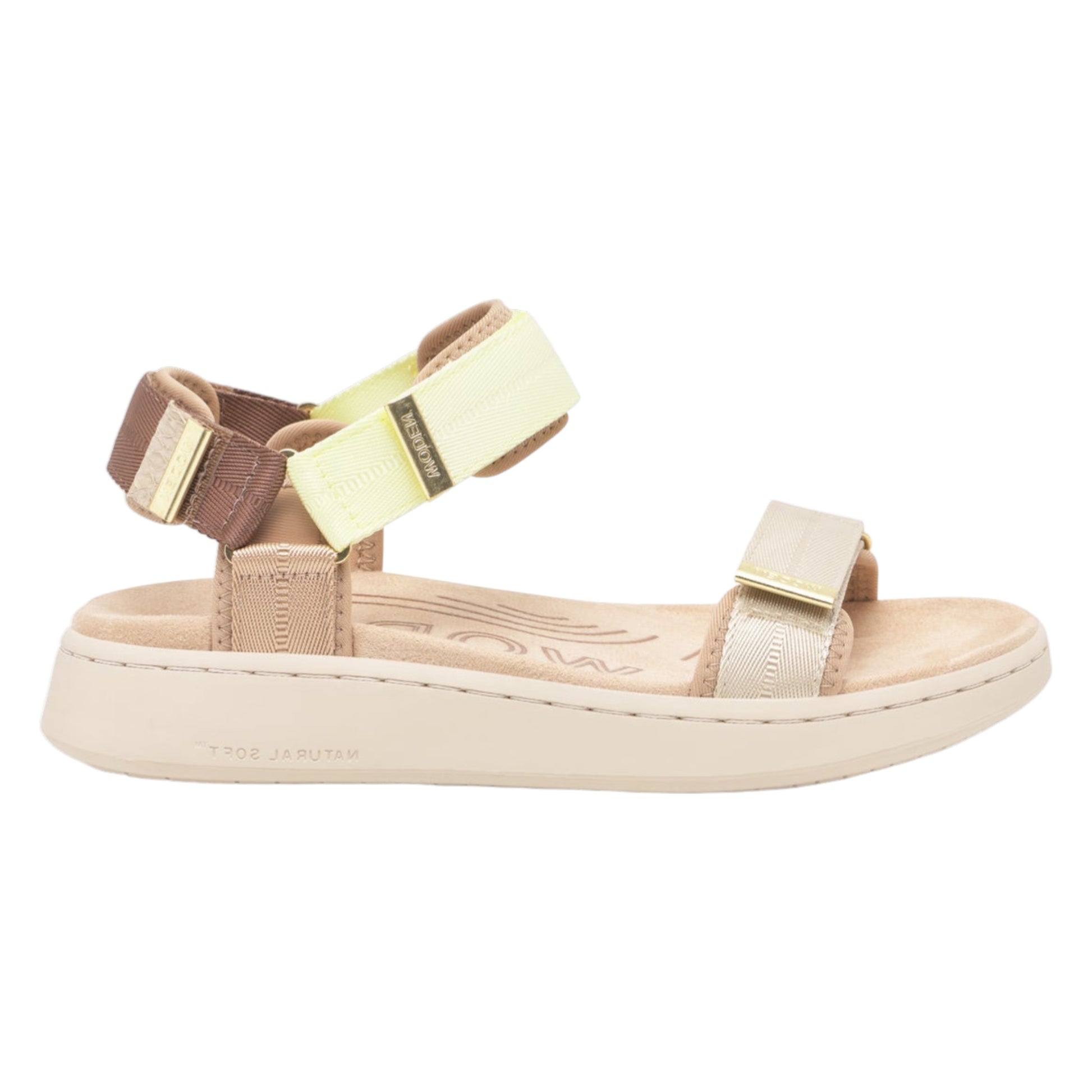 Line flade sandaler, kvinder, wax gul