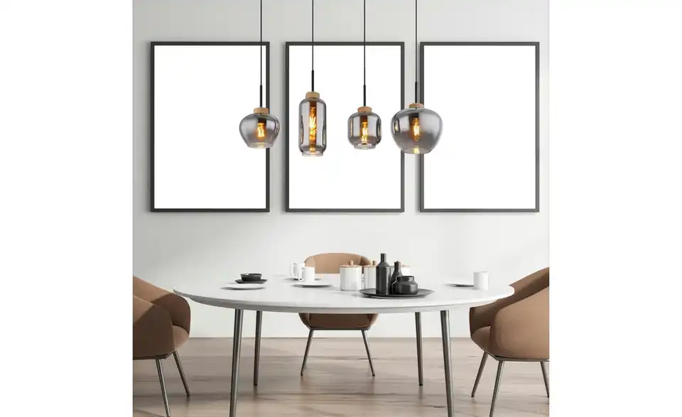 Pendelleuchte 4-flammig/Natur 96 cm 23 cm