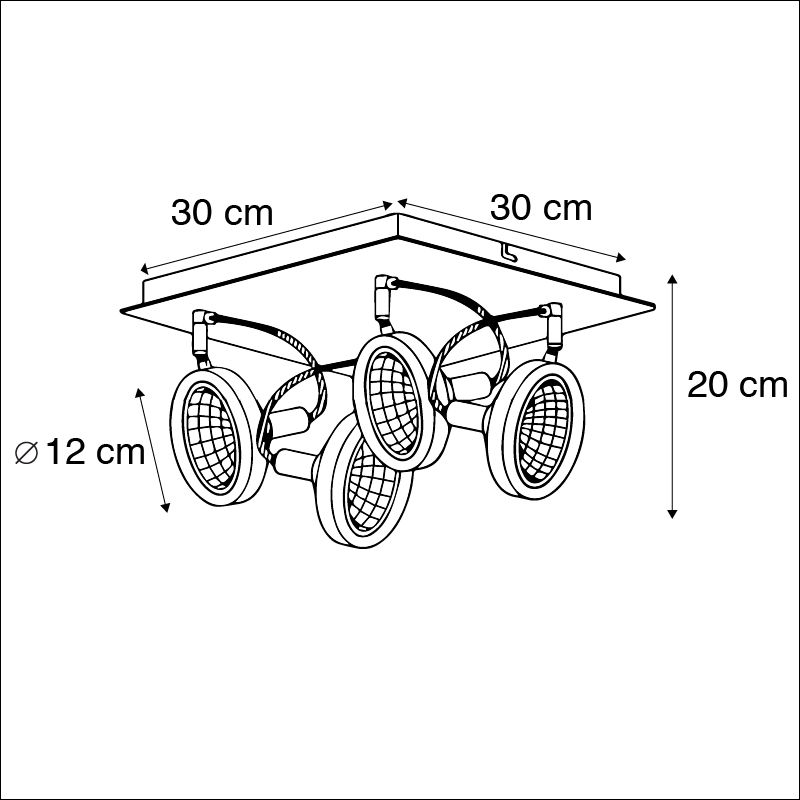 Design spot zwart 4-lichts verstelbaar - Nox