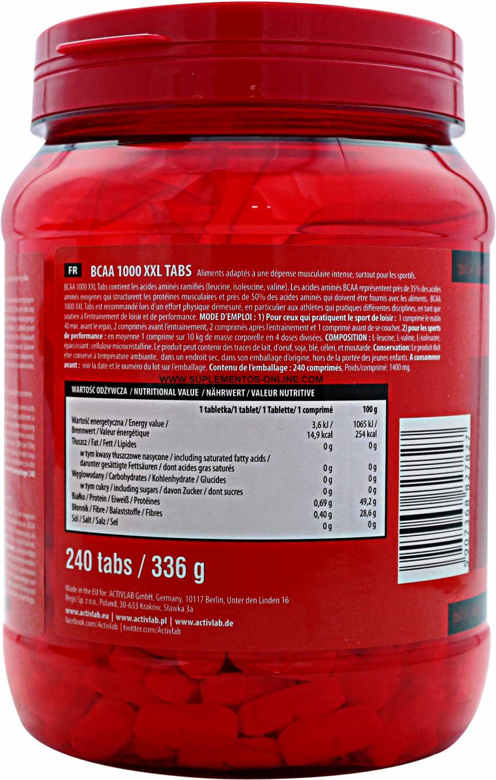 Activlab BCAA 1000 XXL 120 comprimidos