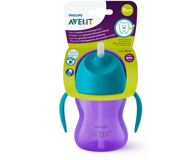 Avent Drinkbeker met rietje 9m+ Paars/Blauw