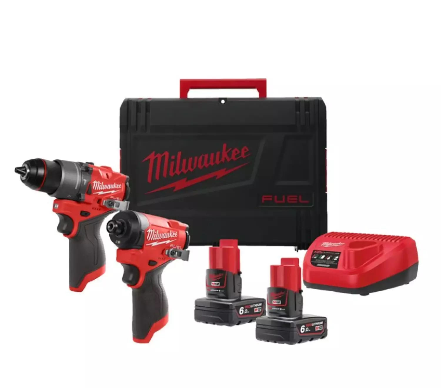 Milwaukee M12 FPP2A2-602X 12V Li-ion accu slagboormachine (FPD2-0) en slagschroevendraaier (FID2-0) combiset (2x6.0Ah) in HD Box
