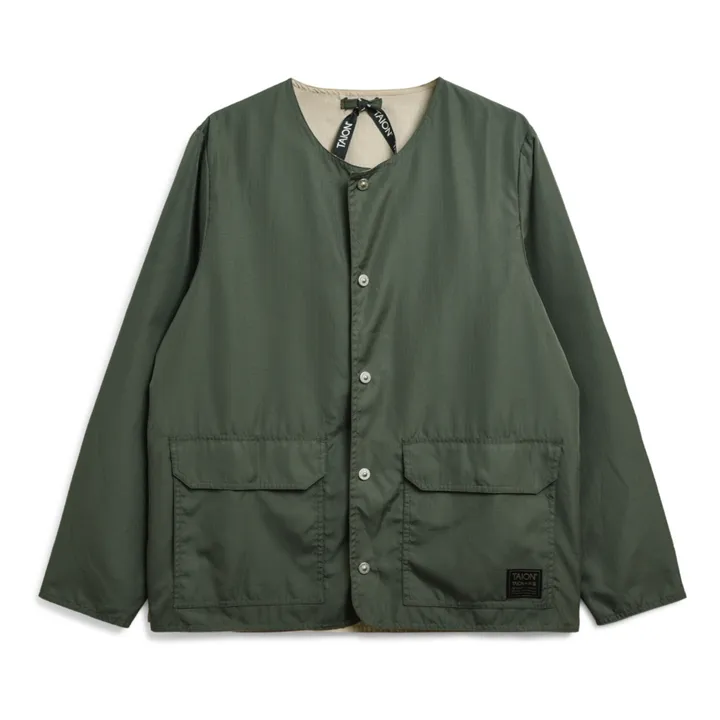 Taion Veste Cardigan Military Réversible | Vert olive