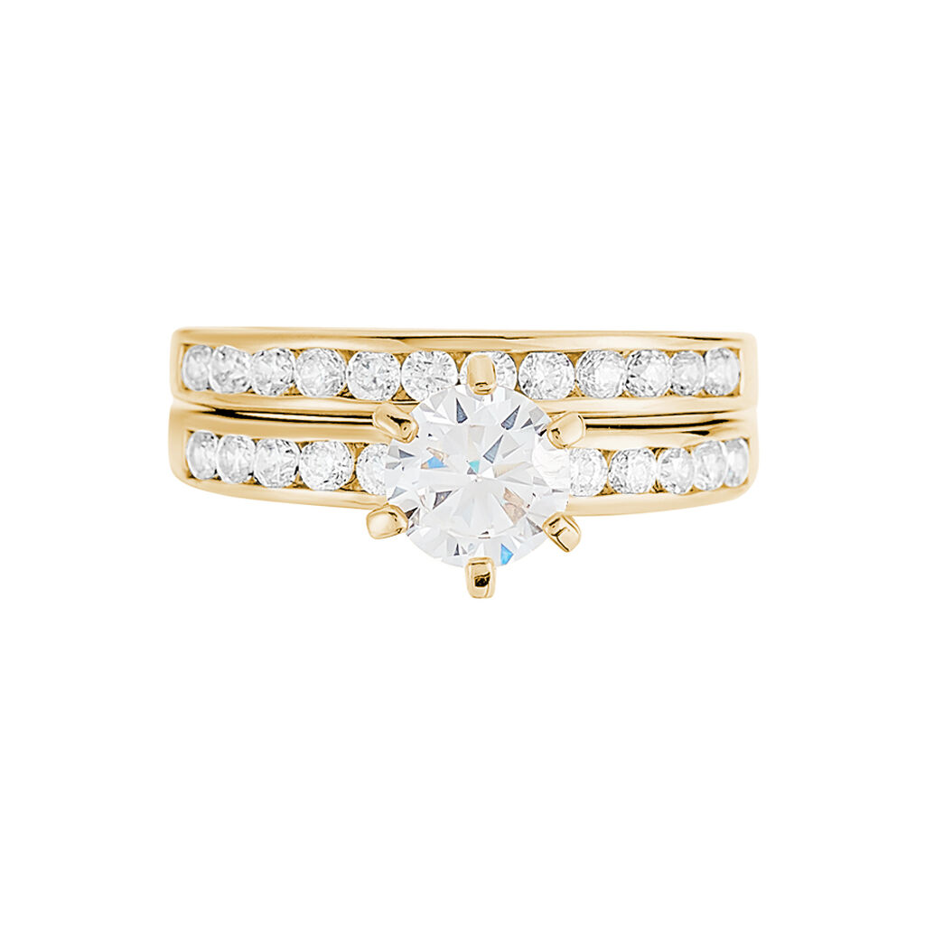 Bague Double Jeu Plaqué Or Jaune Oxyde De Zirconium