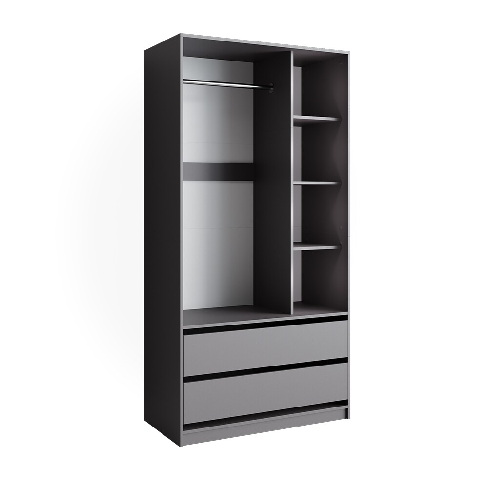 Vicco Kleiderschrank Elmo Anthrazit 100 x 200 cm mit 2 Schubladen