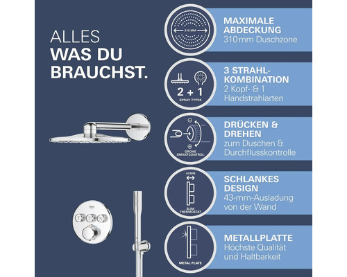 Grohe Quickfix inbouwthermostaat douche PRECISION SMART CONTROL chroom 34874000
