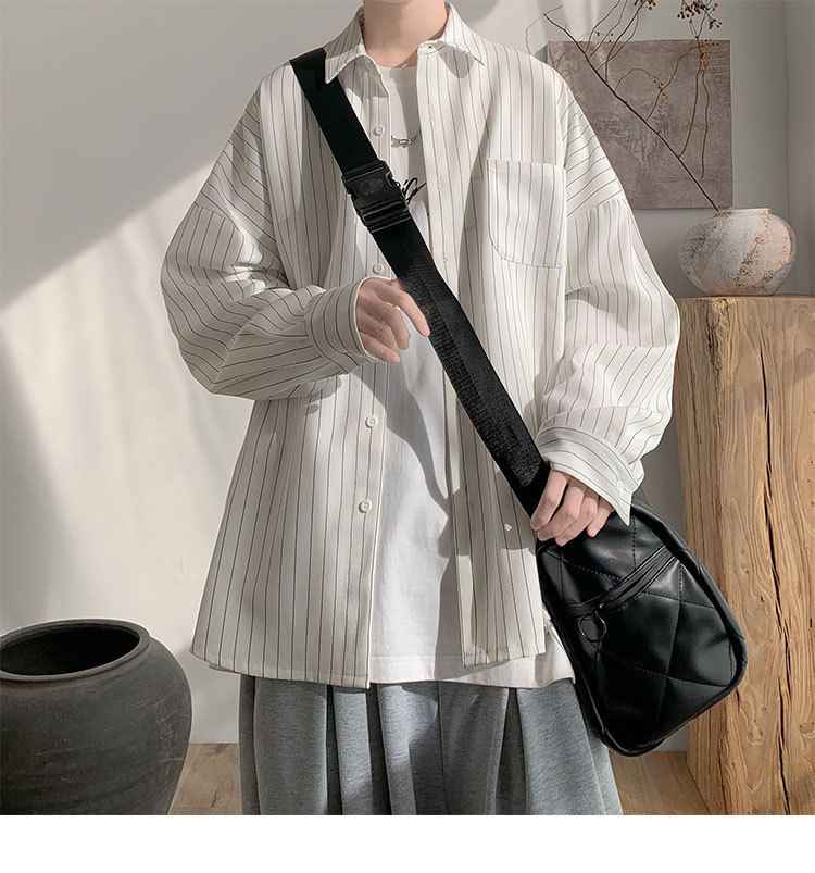 Savenne - Oversized overhemd met pofmouwen, gestreepte zakdetails