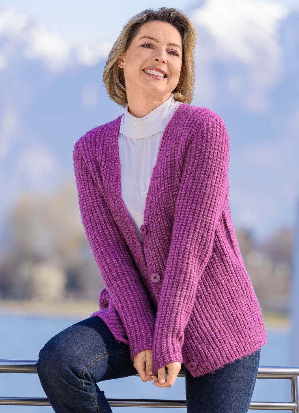 Strickjacke in superflauschigem Grobstrick