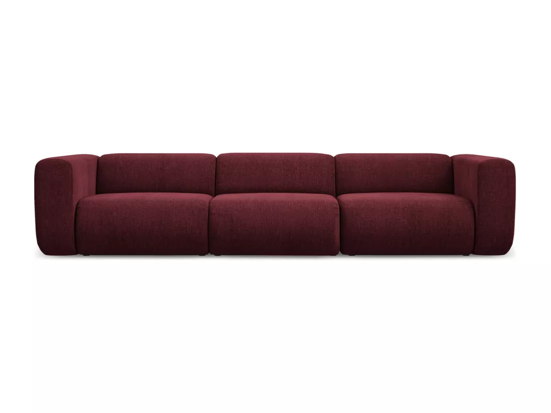 Canapé modulable 4 places en tissu chenille - bordeaux - EKAHI