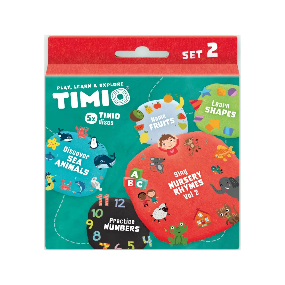 TIMIO Disc sæt 2 - Tal, børnesange, havdyr, former og frugter - 1 stk.